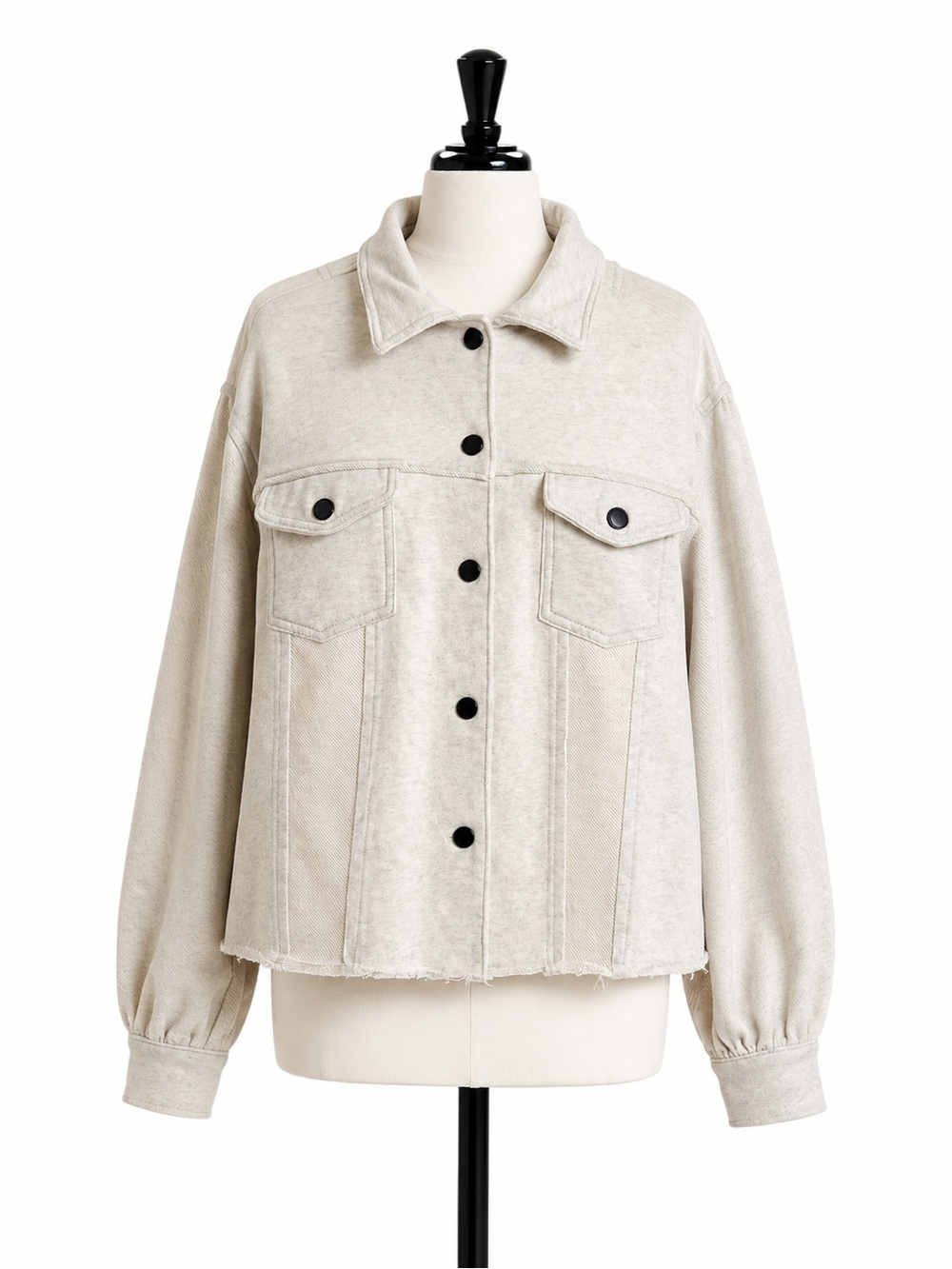 POL Boutique Oatmeal Trucker Shacket Jacket Size S